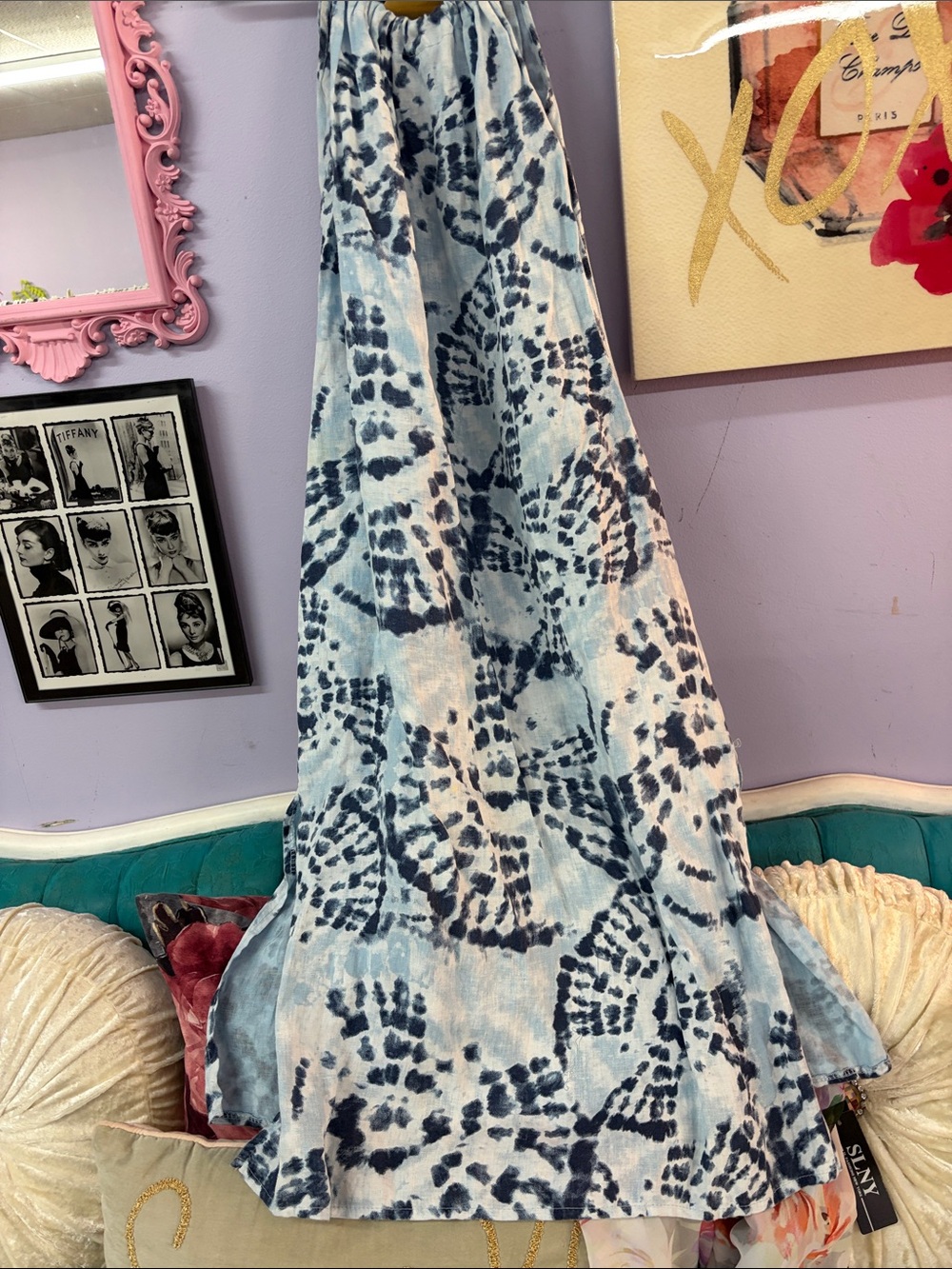 Light Blue Tie-Dye Maxi Dress - Casual Summer Style